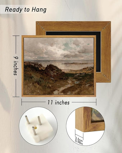 InSimSea Framed Canvas Wall Art Vintage Decor, Room Decor Coastal Paintings, Home Decor Wall Art for Living Room, Coast Landscape Canvas Artwork, Office Dining Room Bathroom Decor, 9"x11"