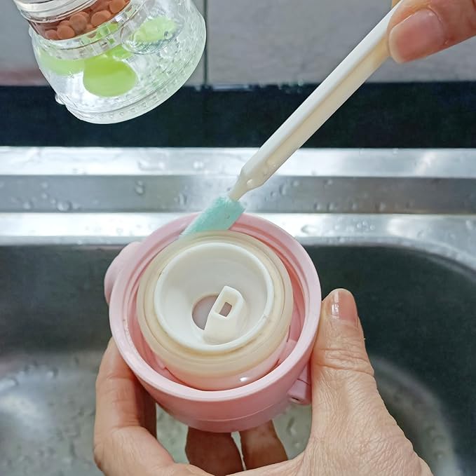 Coralpearl Bottle Cap Brush Mini with Little Flat Detail Scrubbers, Tiny Crevice Split Crack Cleaner for Cleaning Groove Gap Corner of Lids, Window Door Tracks, Grout, Small Parts, and Keyboard (2)