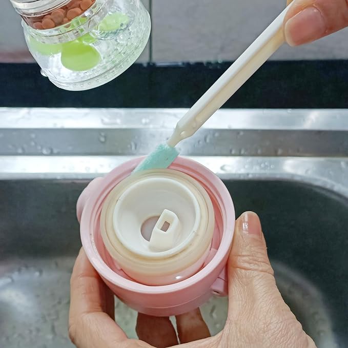 Coralpearl Bottle Cap Brush Mini with Little Flat Detail Scrubbers, Tiny Crevice Split Crack Cleaner for Cleaning Groove Gap Corner of Lids, Window Door Tracks, Grout, Small Parts, and Keyboard (1)