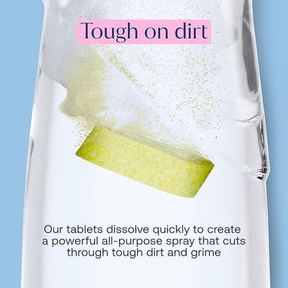 Fab Tab Multi Purpose Cleaner Cleaning Tablets, Eco-Concious Refillable Glass Bottle System with Boutique Hotel Scent, Safe For Family and Pets - Chemical-Free, Plastic-Free - 3 Count