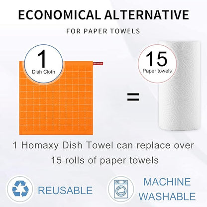 Homaxy 100% Cotton Terry Kitchen Dish Cloths, Ultra Soft and Absorbent Dish Towels for Kitchen, Perfect for Drying and Washing Dishes, 6 Pack, 12 x 12 Inches, Orange