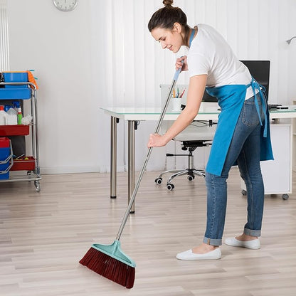 Lasnten 8 Pack Indoor Broom for Floor Cleaning Commercial Set with 49" Stainless Steel Detachable Handle Indoor and Outdoor Floor Brooms for Home, Garage, Kitchen, Office, Patio(Blue,49x13.6 Inches)
