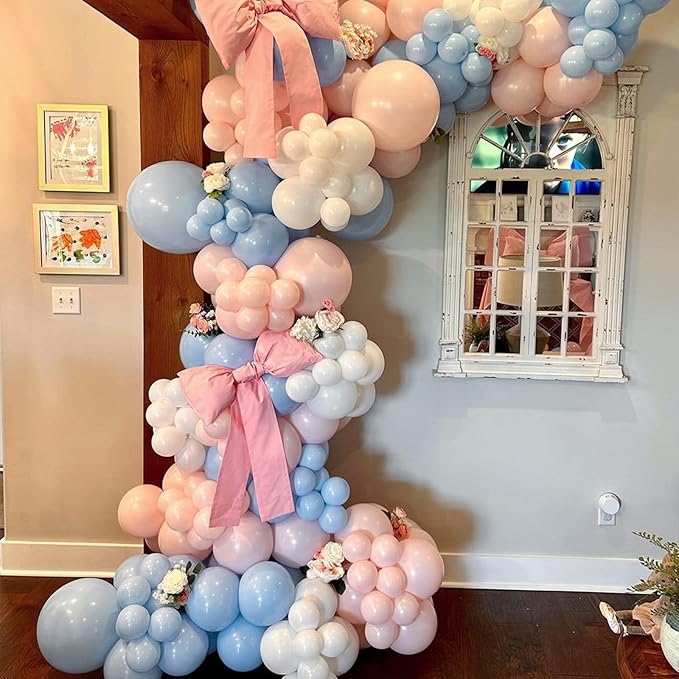 Macaron Pink and Blue Balloons, 60 Pcs 12 Inch Metallic Blue Pink Balloons for Baby Shower Gender Reveal Shower Wedding Bridal Shower Party Graduation Decoration