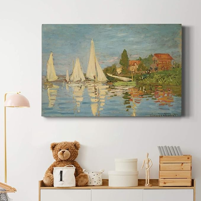 Wexford Home Home Decor Landscape Canvas Wall Art Abstract Floral Painting Modern Pictures Artwork Decoration for Living Room Kitchen Bathroom Office, Ready to Hang, Regatta-at-Argenteuil