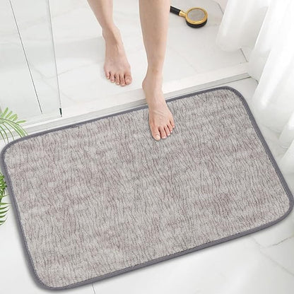 Bath Mats 30x20 Non-Slip Absorbent Bathroom Rug, Quick Dry Machine Washable Shower Tub Mat with Rubber Backing, Soft Floor Carpet for Bathroom Decor Bark Light Gray