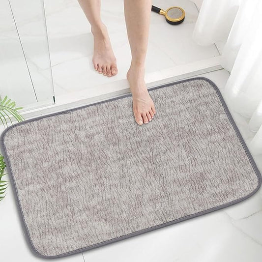 Bath Mats 30x20 Non-Slip Absorbent Bathroom Rug, Quick Dry Machine Washable Shower Tub Mat with Rubber Backing, Soft Floor Carpet for Bathroom Decor Bark Light Gray