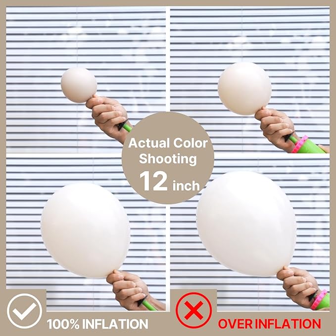 PartyWoo White Sand Balloons 50 pcs 12 Inch Beige Cream Ivory Latex Balloons for Wedding Bridal Graduation Baby Shower Gender Reveal Safari Birthday Party Decorations White-F12