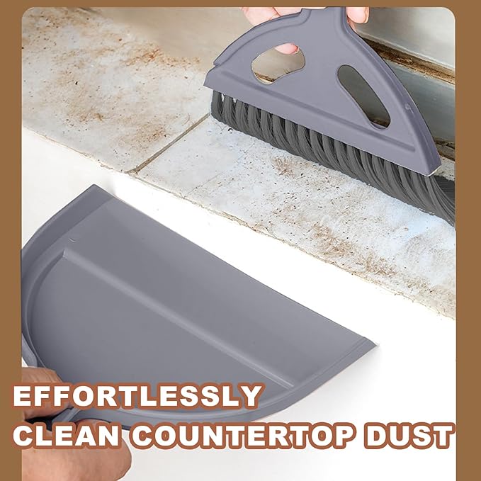 Mini Broom and Dustpan Set Small Broom with Dustpan Combo Set Portable Cleaning Tools for Home Office RV Learning Camping (Grey)