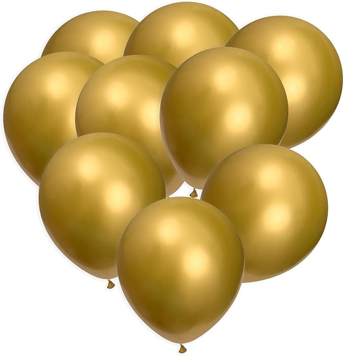 Gold Balloons 50 Pack, 12 Inch Gold Chrome Latex Balloons For Birthdays, Weddings, Baby Showers, Holidays