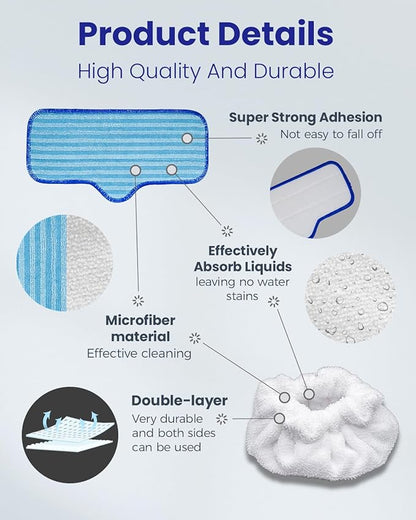 Steam Cleaner Accessories Compatible with Dupray Steam Cleaner, Triangle Microfiber Bonnet for Neat Steam Cleaner & Microfiber Pads, 2+2 Reusable Steamer Cloth Cover Cleaning Steam Mop Pad