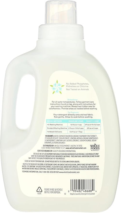 365 by Whole Foods Market, Organic Concentrated Laundry Detergent, Unscented, 33 HE Loads, 50 Fl Oz