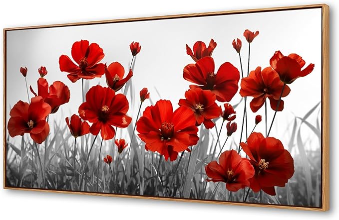 YYYYHPP WKYP2375 Canvas Wall art Black and White Plant Red Flower Canvas Print Wall Art Painting for Living Room Bedroom Kitchen Home and Office Wall Decor