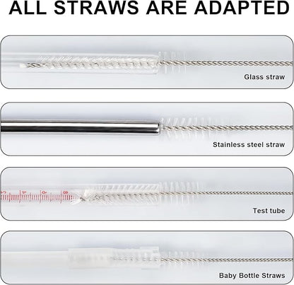 Straw Cleaner Brush Set, 12-Piece 11.8 Inch Long Botthle Cleaning Brush, Nylon Tube Brush Kit for Straws on Tumbler, Water Bottle, Sippy Cup and Pipes, Tubes or Tea Pot Spout
