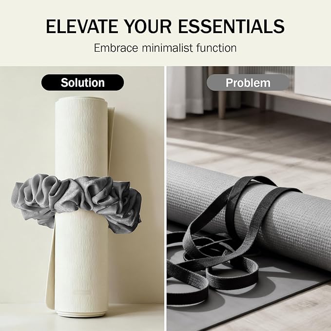 Slim Panda Yoga Mat Scrunchie, Secures Your Mat In Style & Cute, Durable Stretchable Velvet Fabric Yoga Mat Carrying Strap Fits All Standard Yoga Mats (mat not included)