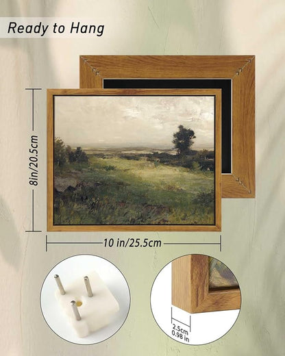 InSimSea Framed Canvas Wall Art Vintage Decor, The Vast Grassland Wall Art Room Decor, Classical Scenery Oil Painting Wall Artwork, Home Wall Decoration for Bedroom Living Room Bathroom, 8"x10"