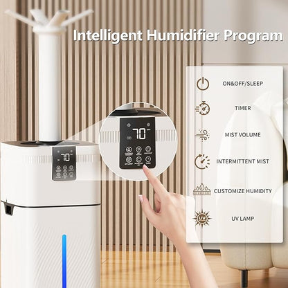 30L/7.93Gal Commercial Humidifier for Large Room up to 4200 sq ft, 3000mL/H Spray Output Whole House Humidifier with Precision Sensor, Top Fill, 360° Nozzle for Home, Office, Plants, Warehouse