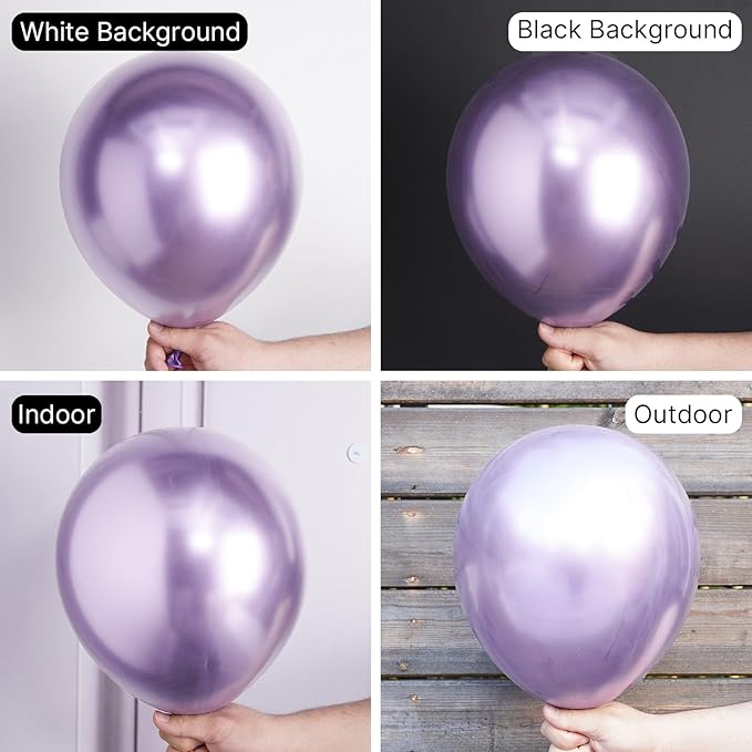 PartyWoo Metallic Purple Balloons 50 pcs 12 Inch Metallic Lavender Light Pastel Purple Lilac Latex Helium Balloons for Graduation Baby Shower Wedding Butterfly Birthday Party Decorations Purple-G130