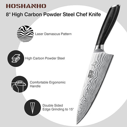 7 Pieces Knife Set with Magnetic Knife Holder, Ultra Sharp Powder Steel Kitchen Knives Set, Professional Chef Knife Sets with Ergonomic Pakkawood Handle