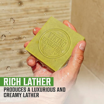 Viking Revolution Bergamot Natural Soap for Men - Mens Soap Bar with Essential Oils Cold Pressed Bar Soap for Men - Nourishing Mens Bar Soap with Coconut Oil, Shea Oil, Almond Oil (2 Pack)