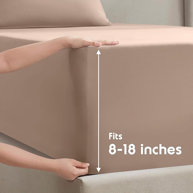 Nestl Twin Sheet Set - 1800 Ultra-Soft Microfiber Twin Bed Sheets - Double Brushed - Deep Pockets - Easy Fit - Extra Soft - 3 Piece Set - Bedding Sheets & Pillowcases (Twin, Taupe)