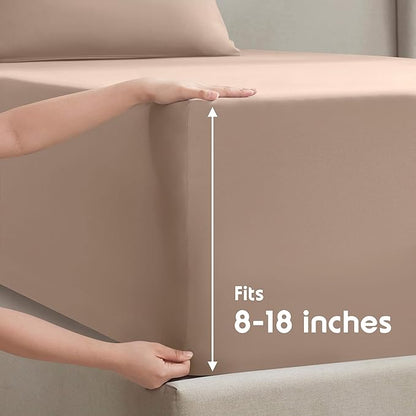 Nestl Twin XL Sheet Set - College Dorm Size - Luxury 1800 Ultra-Soft Microfiber Twin Extra Long Bed Sheets - Deep Pockets - Easy Fit - Extra Soft - 3 Piece Set (Twin XL, Taupe)