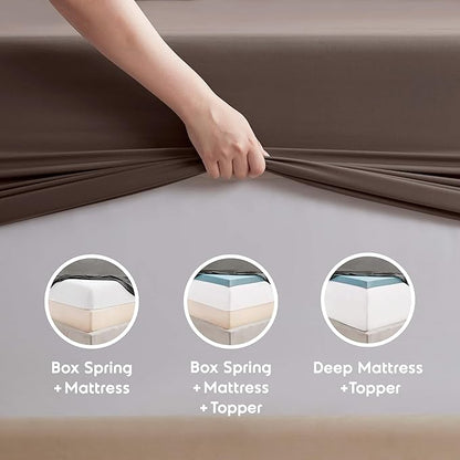 Nestl Queen Sheet Set - Luxury 1800 Ultra-Soft Microfiber Bed Sheets - Double Brushed - Deep Pockets - Easy Fit - 4 Piece Set - Bedding Sheets & Pillowcases (Queen, Chocolate Brown)