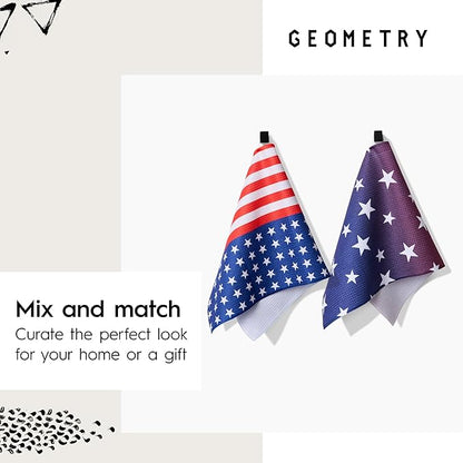 GEOMETRY Bar Towels for Kitchen Premium Towels for Cleaning Dishes & Glassware - Absorbent & Fast Drying Kitchen Towels - Star Spangled, 12" x 14" - 1-Piece