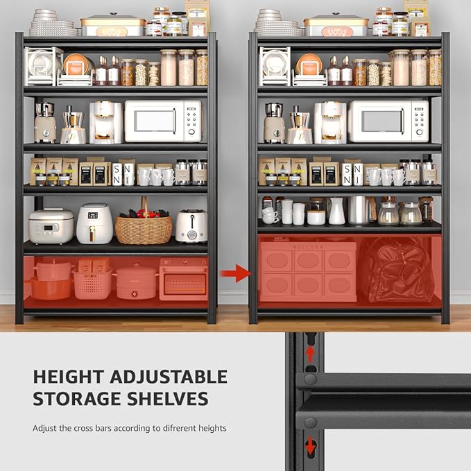 Extra Big/Large 55.12"Wide Father&I Industrial 6-Shelf-Rack Tall Heavy-Dudy Metal/Steel Adjustable Garage Bin Storage Shelving Stand Shelves Units/System for Shed, 84" H*55.12W * 24" D, Black