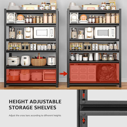 Extra Big/Large 55.12"Wide Father&I Industrial 6-Shelf-Rack Tall Heavy-Dudy Metal/Steel Adjustable Garage Bin Storage Shelving Stand Shelves Units/System for Shed, 84" H*55.12W * 24" D, Black