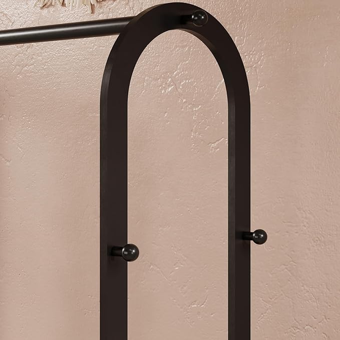 Heavy Duty Clothes Rack,Sturdy Metal Garment Racks for Hanging Clothes,Clothing Racks with bottom shelves & 6 Hooks,Multi-Functional Closet Rack for Bedroom Living room