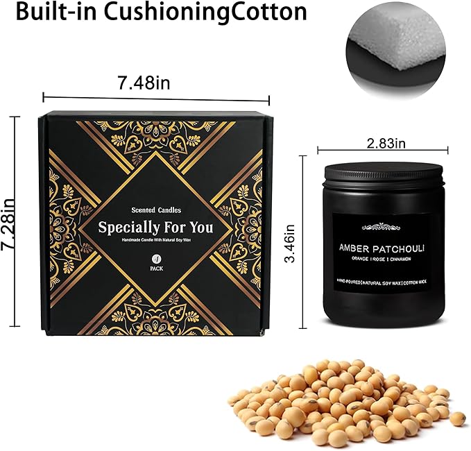 Scented Candles for Men, 4 Pack Candles for Home - Gifts for Men - 28oz 200 Hour Long Lasting Scented of Cedar Oakmoss/Pine & Clove/Magnolia & Sandalwood/Amber Patchouli