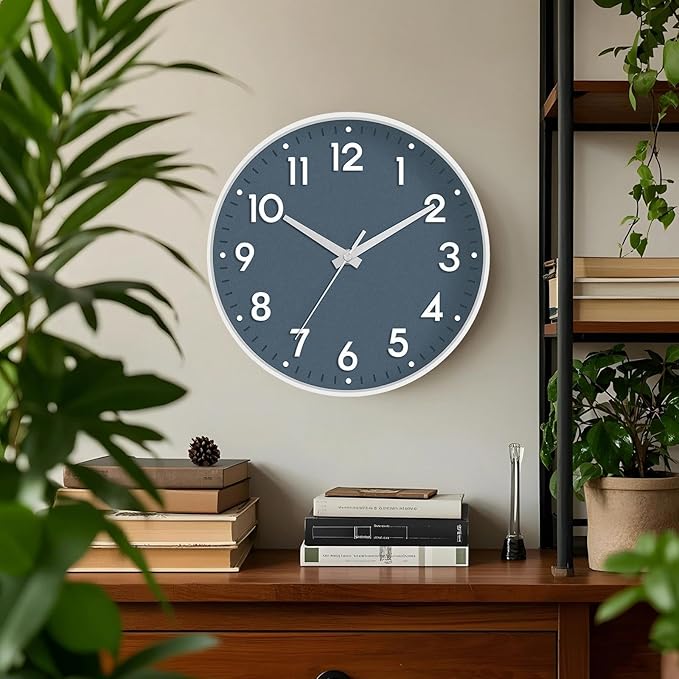 Mosewa Wall Clock 8 Inch, Battery Operated Silent Non-Ticking Modern Analog Clock Decorative for Kitchen, Bedroom, Office(Azure Blue)