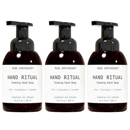 Muse Apothecary Hand Ritual - Aromatic and Nourishing Foaming Hand Soap, Infused with Natural Aromatherapy Essential Oils - USDA Certified Biobased - 11.5 oz, Aloe + Eucalyptus + Lavender, 3 Pack