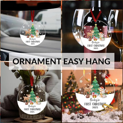 Baby's First Christmas Ornament 2025 - Acrylic Baby Ornaments for Christmas Tree - Baby's First for New Parents, Family, Baby Boy Or Baby Girl - Christmas Tree Hanging Decorations