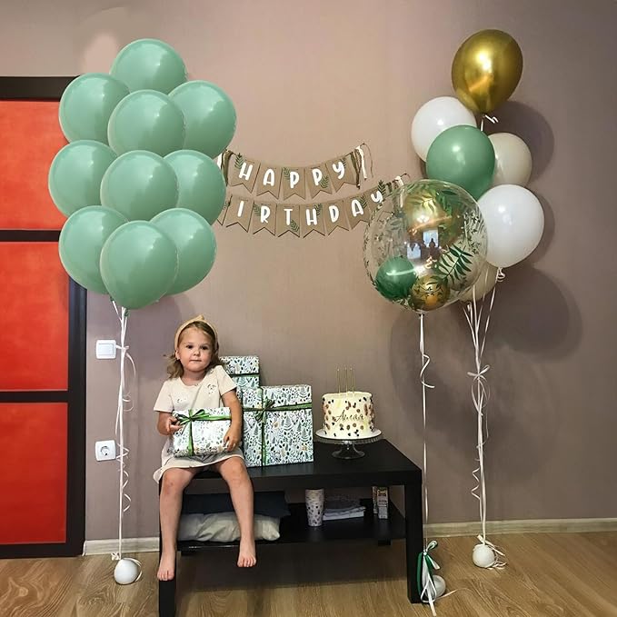 Sage Green Balloons 12 Inch, 50 Pcs Eucalyptus Olive Vintage Balloon Matte Dusty Dark Avocado Helium Latex for Birthday Boho Baby Shower Wedding Party Decorations