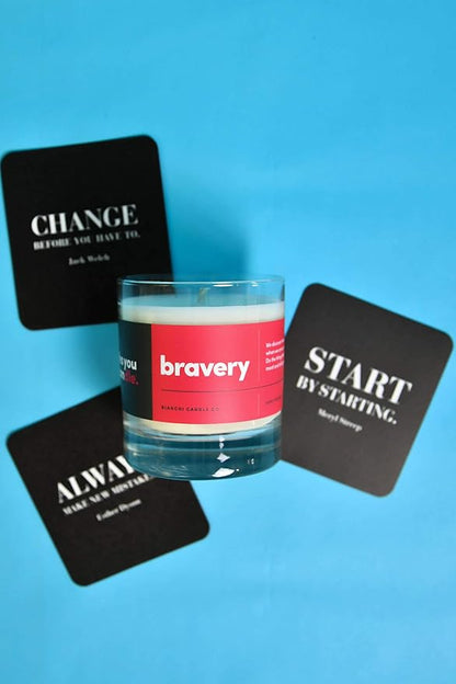 Bravery, Citrus &Sage, Highly-Scented, Inspirational Soy Candle, Made in USA, Great Message, Pure Essential Oils, Aromatherapy, 8 oz