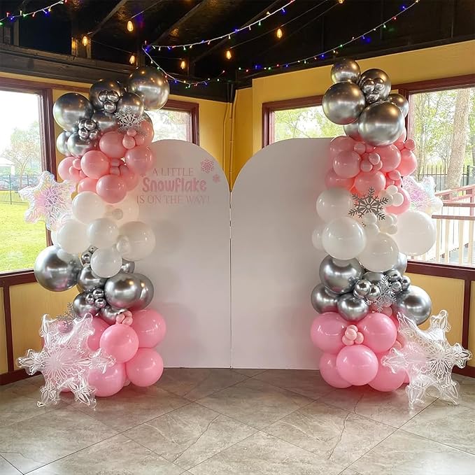 Pink and Silver Balloon, 60 Pcs 12 Inches Pastel Pink White Confetti Balloons for Girls Kids Birthday Wedding Baby Shower Graduation