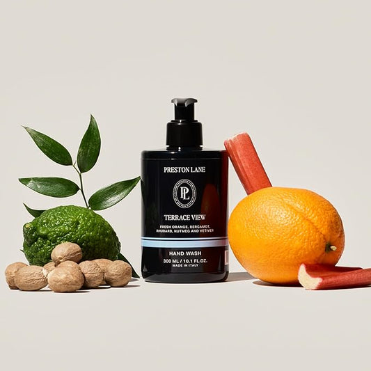 Preston Lane Luxury Hand Wash, Terrace View Scent – Hydrating & Nourishing Formula with Organic Oils, Active Kiwi & Apple Water, and Vegetable Glycerin | Gentle Cleansing, Vegan & Cruelty-Free