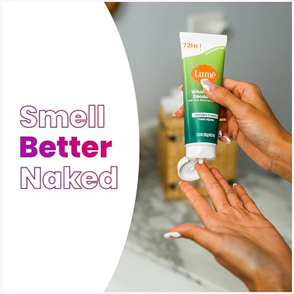 Lume Whole Body Deodorant - Invisible Cream Tube - 72 Hour Odor Control - Doctor Developed - Aluminum Free, Baking Soda Free and Skin Loving - 3.0 Ounce, (Pack of 2) (Fresh Alpine)