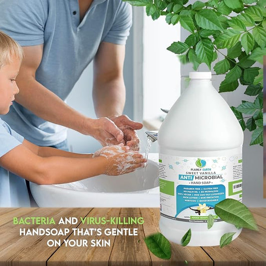 Antimicrobial Liquid Hand Soap (4 x 1 US Gallon) - Antibacterial Soap Refill - Hand Soap Refill Bottle - Cruelty Free Moisturizing Soap, Sweet Vanilla