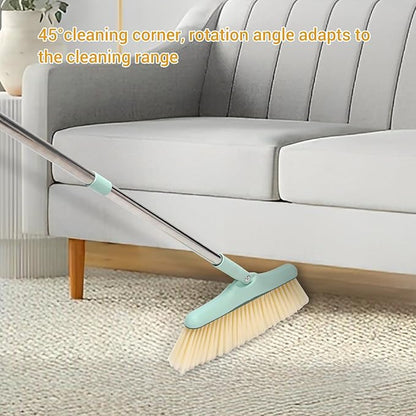 Broom and Dustpan Set,Long Handle Broom and Dustpan Set,Broom with Stand Up Dustpan Combo Set,for Home, Office, Lobby(Coffce)