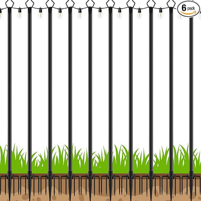 10 Pack String Light Poles,Poles for Outdoor String Lights 9 Ft Metal Poles with Fork for Outdoor String Lights,Outdoor Light Poles with Fork,Patio,Deck,Backyard