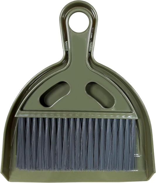 Mini Broom and Dustpan Set Small Broom with Dustpan Combo Set Portable Cleaning Tools for Home Office RV Learning Camping (Olive Green)
