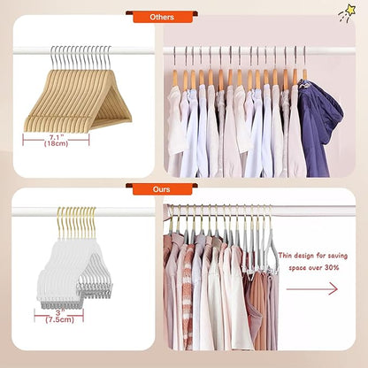 Stormix Baby Hangers, 24 Pack Pants Hangers with Clips, Non-Slip Clothes Hangers, Heavy-Duty Kids Hangers for Shirts, Pants, Skirts, Dresses, Jackets, Coat Pink (Gold Hook)
