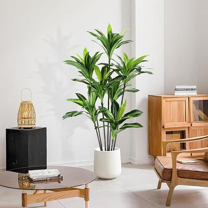 Dracaena Artificial Plant Indoor 5FT - Large Tropical Fake Tree with Lifelike Leaves - Tall Faux Floor Plant in Pot - Artificial Dracaena Tree Indoor for Home Office Living Room Decor