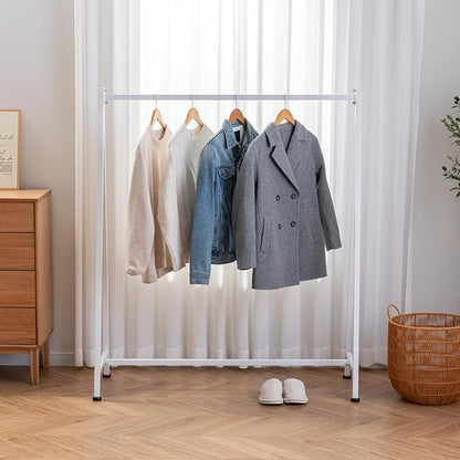 MyGift A-Frame Clothing Rack, 47 Inch Modern Heavy Duty White Metal Wardrobe Clothes Rack, Commercial Grade Freestanding Garment Hanger for Bedroom Closet or Retail Display