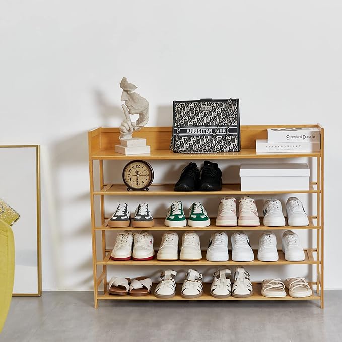 latifolia Shoe Rack, 5-Tier Bamboo Shoe Rack Organizer for Entryway Hallway, Beautiful Natural