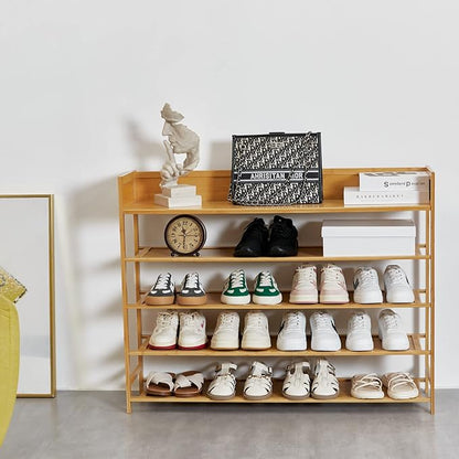 latifolia Shoe Rack, 5-Tier Bamboo Shoe Rack Organizer for Entryway Hallway, Beautiful Natural