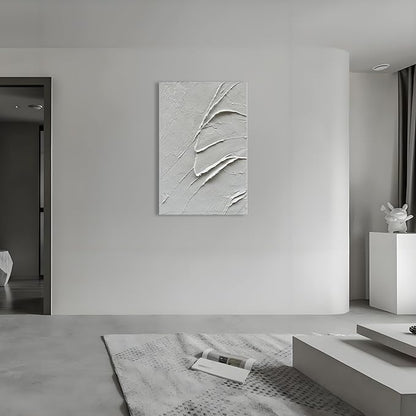 Art Hand-Painted Thick Texture White Minimalist Oil Painting 45x30 inch Home Wall Decorative Art