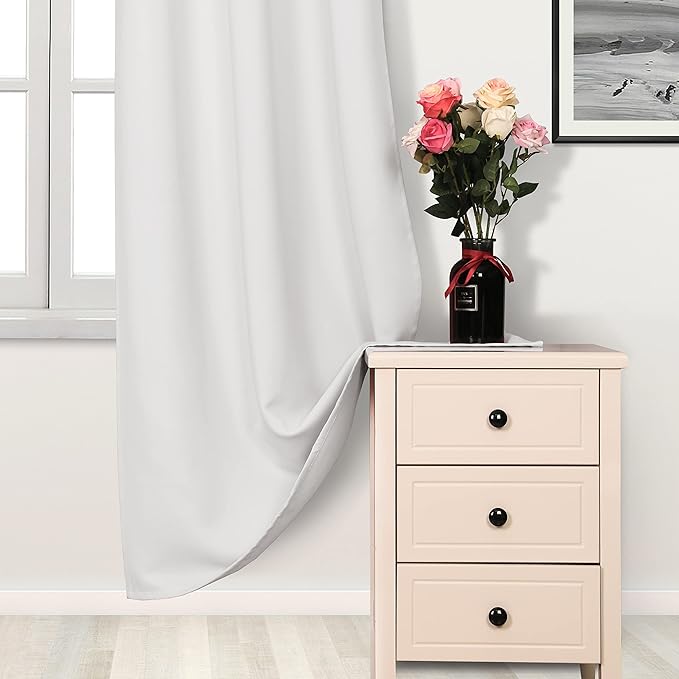 DWCN Curtains 54 Inches Long, Thermal Blackout for Short Drapes for Small Windows, Room Darkening Panels for Bedroom - W42 x L54 Inch 2 PCS, Ivory